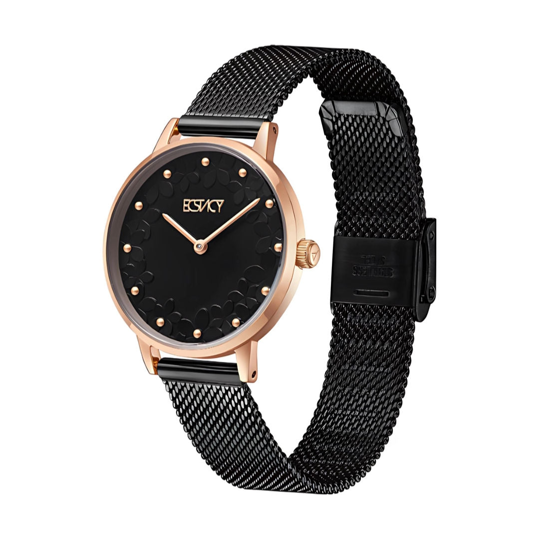 Ecstacy Women's Analog Black Dial Watch, E23502-KMBB Series
