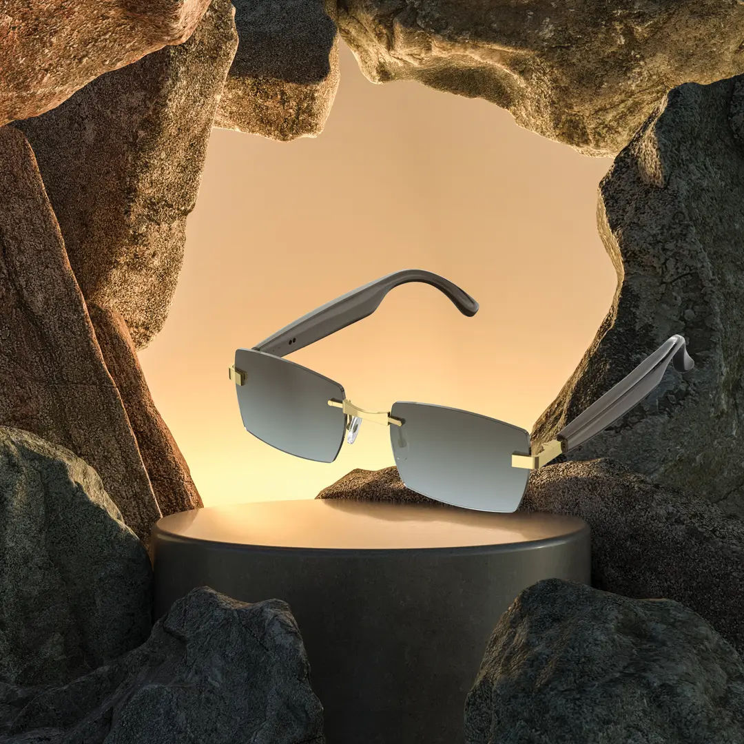 Powerology Cannes Smart Audio Sunglasses, Photochromic Lenses, Gold/Black