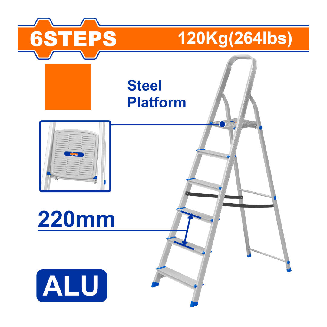WADFOW Aluminum 6-Step Household Ladder