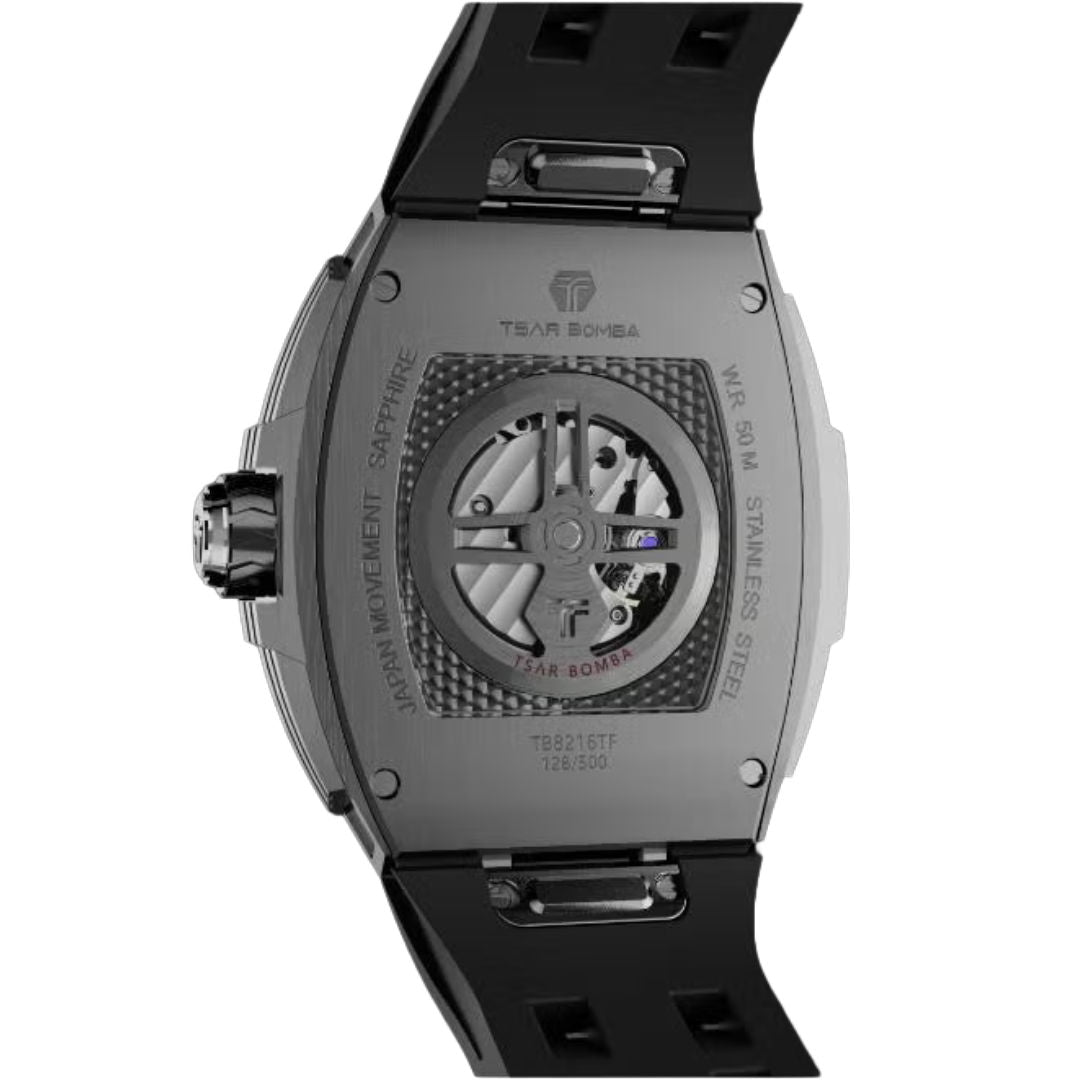 TSAR Bomba Men's Automatic Black Dial Black FKM Rubber Watch