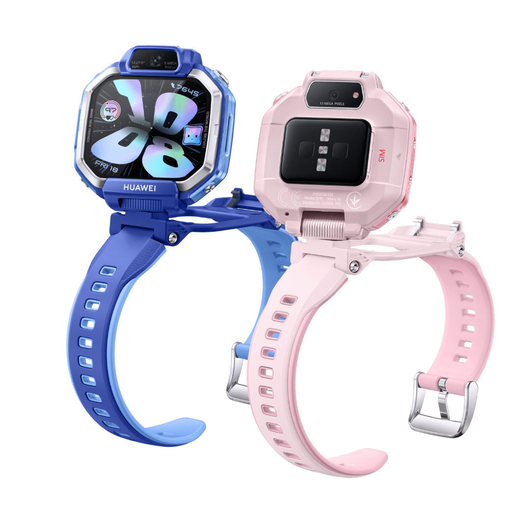 ساعة «Huawei Watch KIDS X1» الذكية - تصميم قابل للدوران 360 درجة، تحديد الموقع عبر نظام GPS، مكالمات الفيديو، كاميرات مزدوجة، شاشة AMOLED مقاس 1.82 بوصة