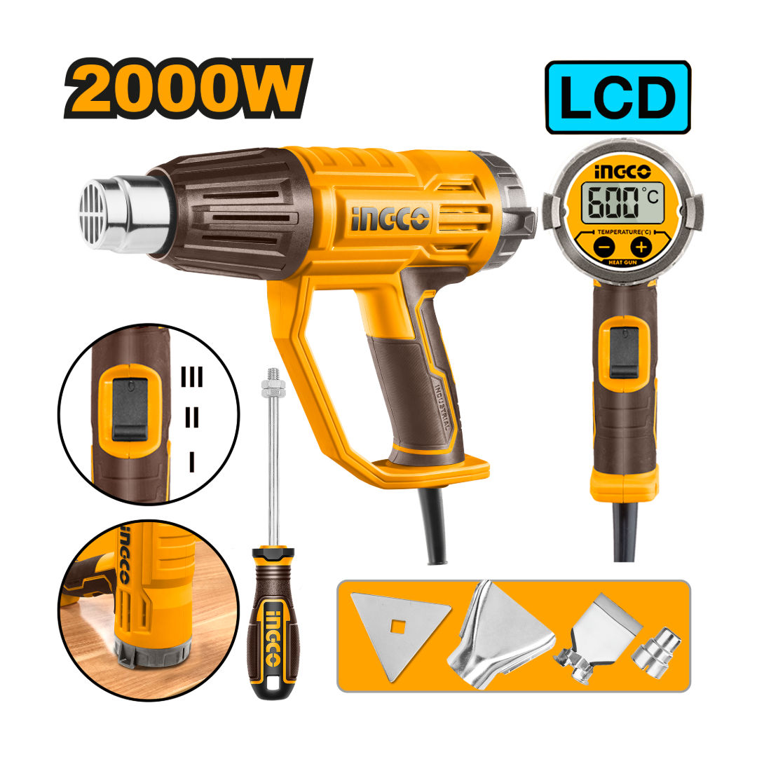 INGCO Heat Gun, 2000W, LCD Display