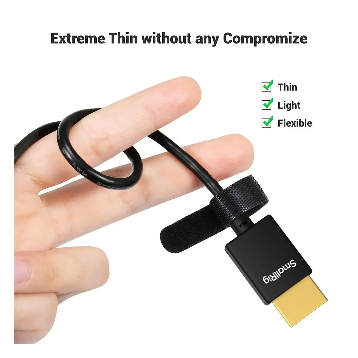 SmallRig Ultra-Slim 4K Micro-HDMI to Full-HDMI Cable, Type-D to Type-A, 3.3ft (100cm)