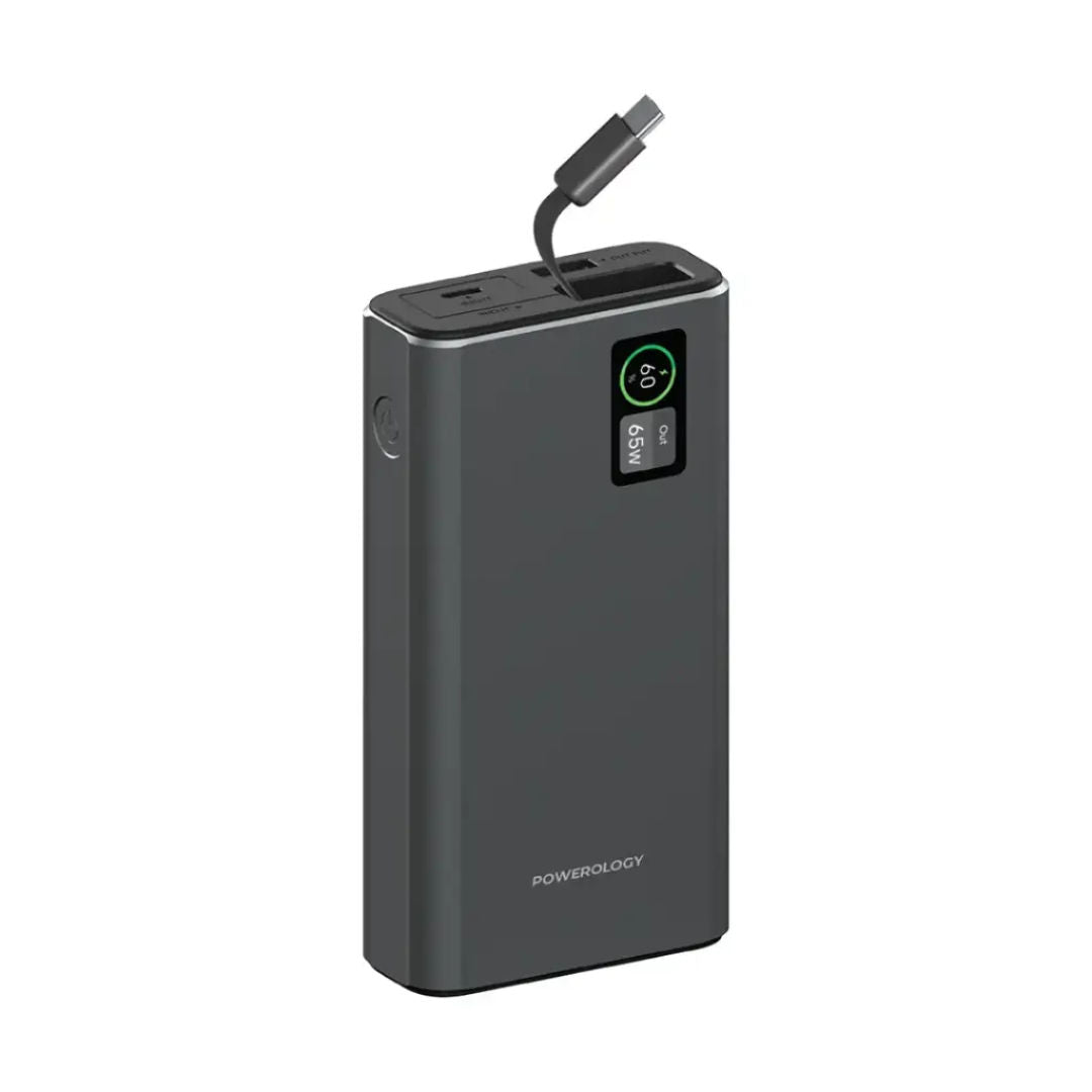 Powerology Aluminum 20000mAh Power Bank, Dark Gray