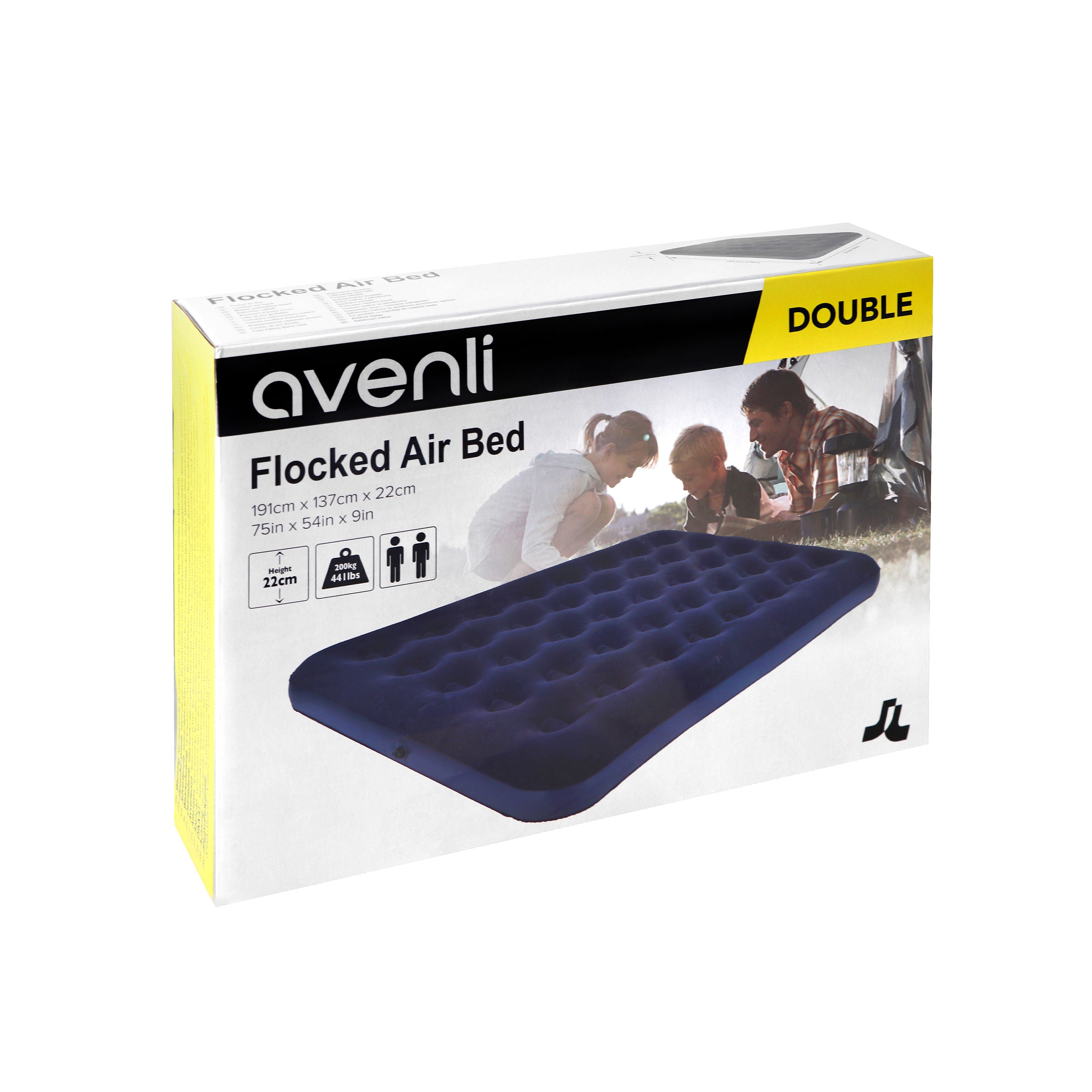 Jilong Avenli Luxury Air Bed Mattress Soft Flocked Inflatable, Navy Blue, 191x137x22cm