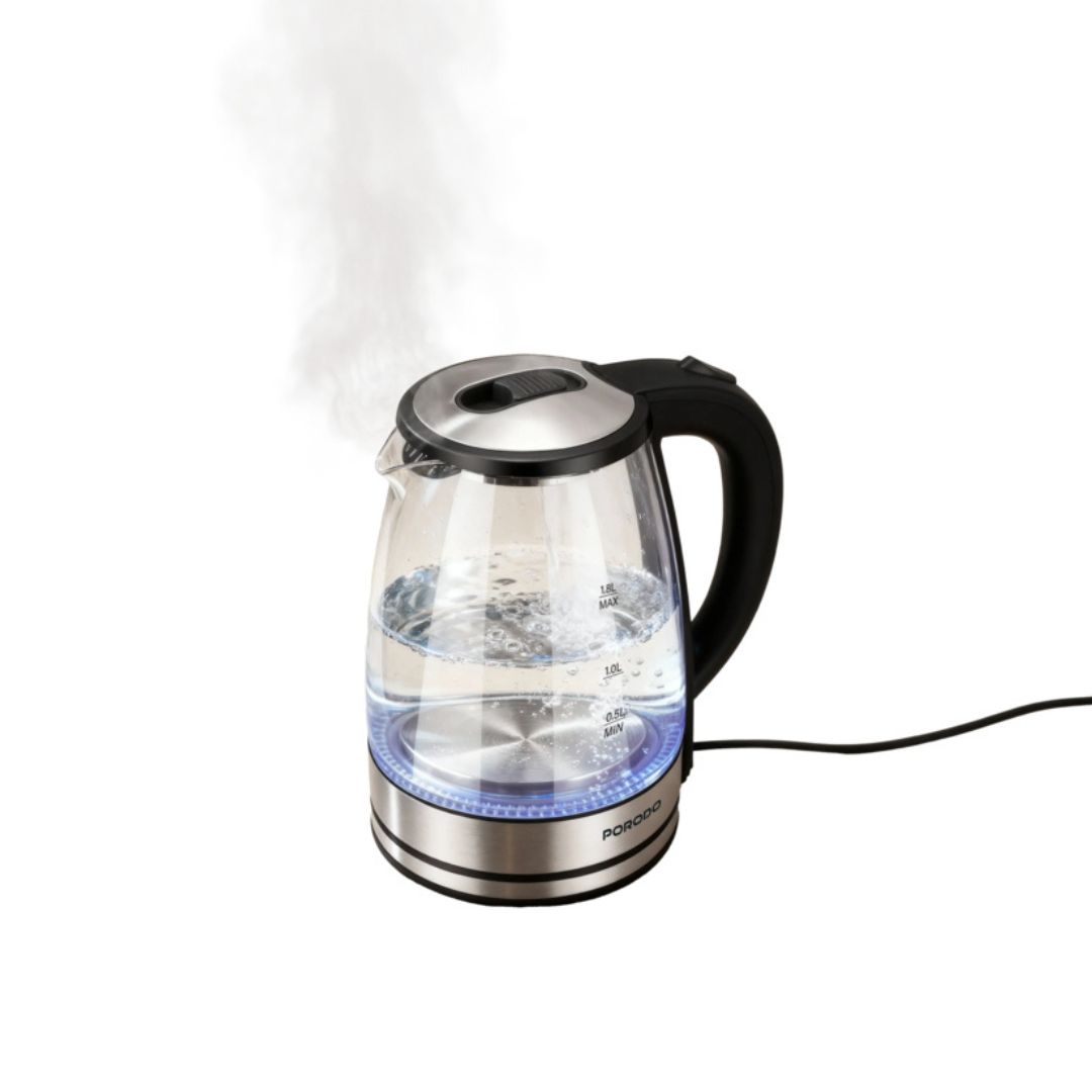 Porodo Lifestyle Pyro T1 Electric Glass Kettle, Clear