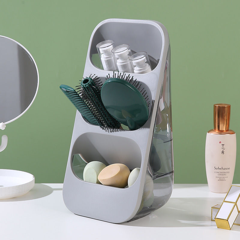 Modern Vertical Cutlery Drainer & Utensil Caddy – 3-Grid Spoon Holder (Grey)