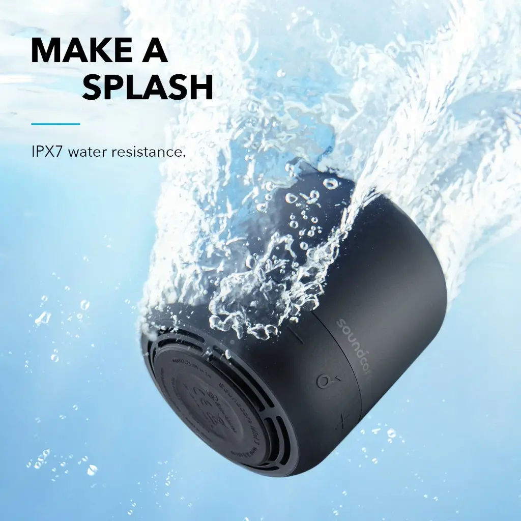 AnSoundcore Mini 3 Bluetooth Speaker, 360° Sound, IPX7 Waterproof, 15H Playtime, Black