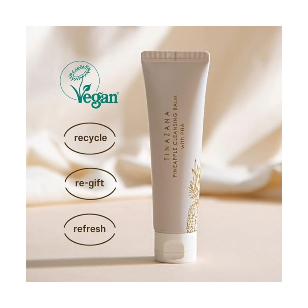 Tinazana Pineapple Cleansing Balm with PHA, Gentle Exfoliating Makeup-Melting Balm, 100gm