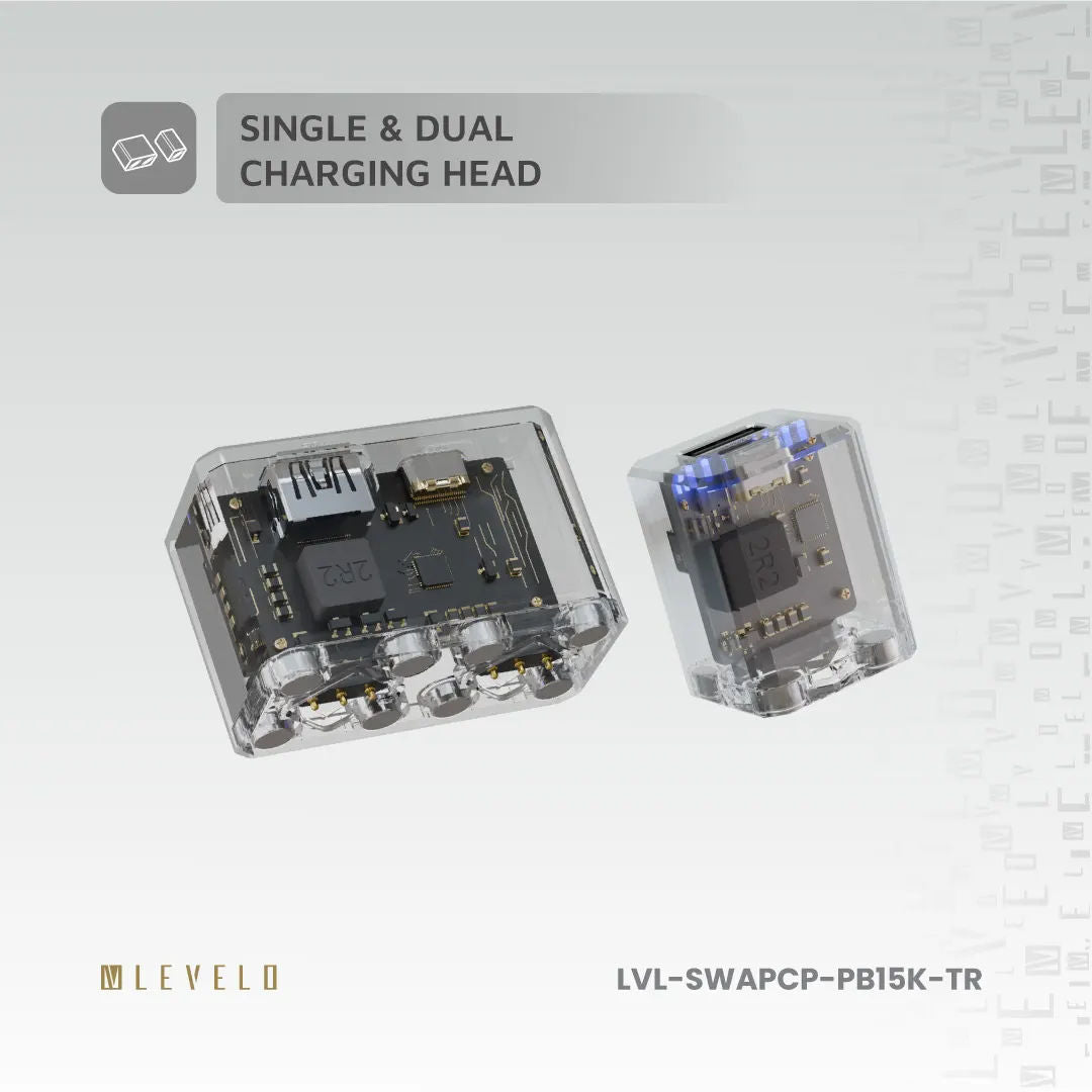 Levelo SwapCell PRO 15000mAh Powerbank With Accessories, Transparent