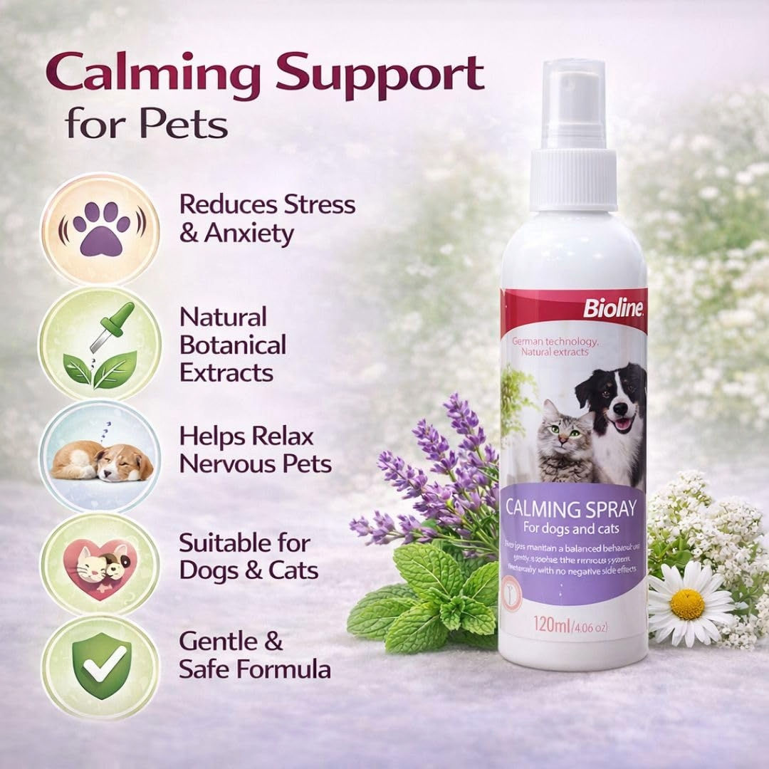 Bioline Calming Spray For Cats & Dogs, 120ml