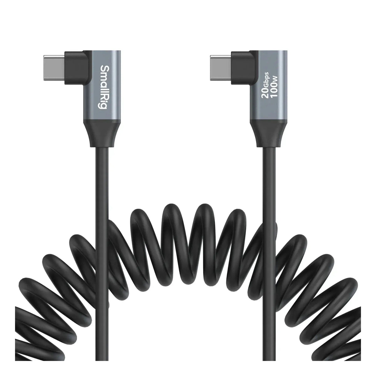 SmallRig Dual Right-Angle USB-C to USB-C Coiled Data Cable, Flexible Stretch