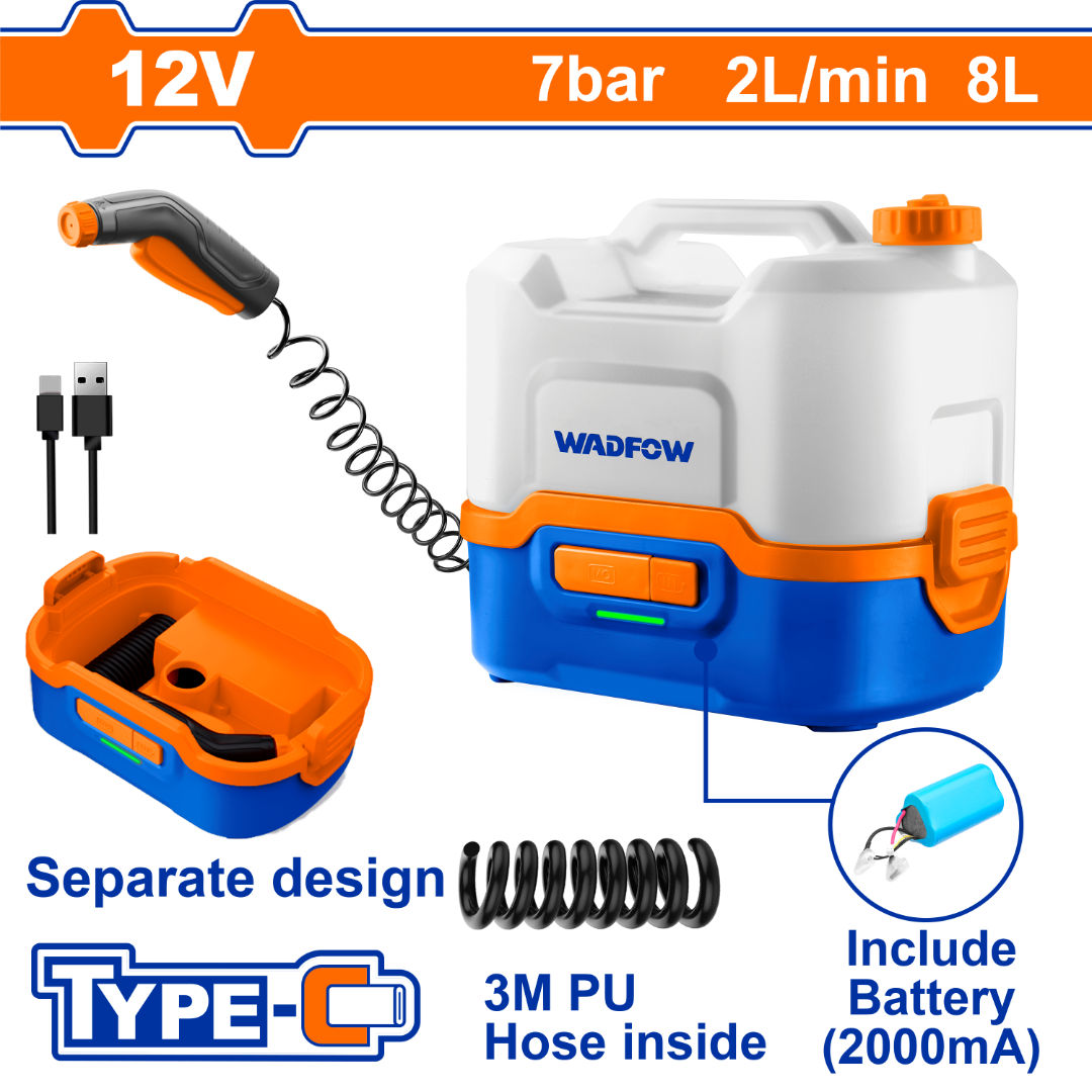 WADFOW Cordless Pressure Washer, Portable High-Pressure Cleaner with Auto Stop System