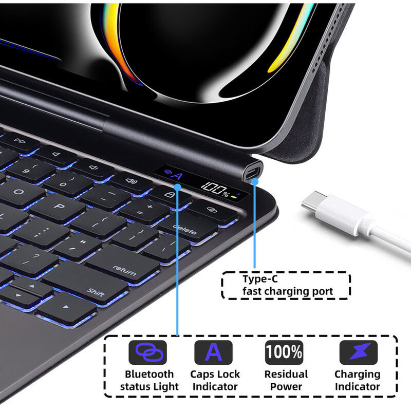 Blupebble iPad 10.9 / 11-Inch 2025 Magic Folio Keyboard with Trackpad, Black