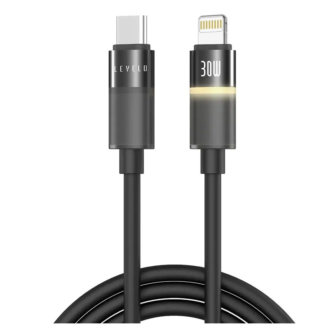 Levelo Luno Type C to Lightning Cable 1m PD 30W, Black
