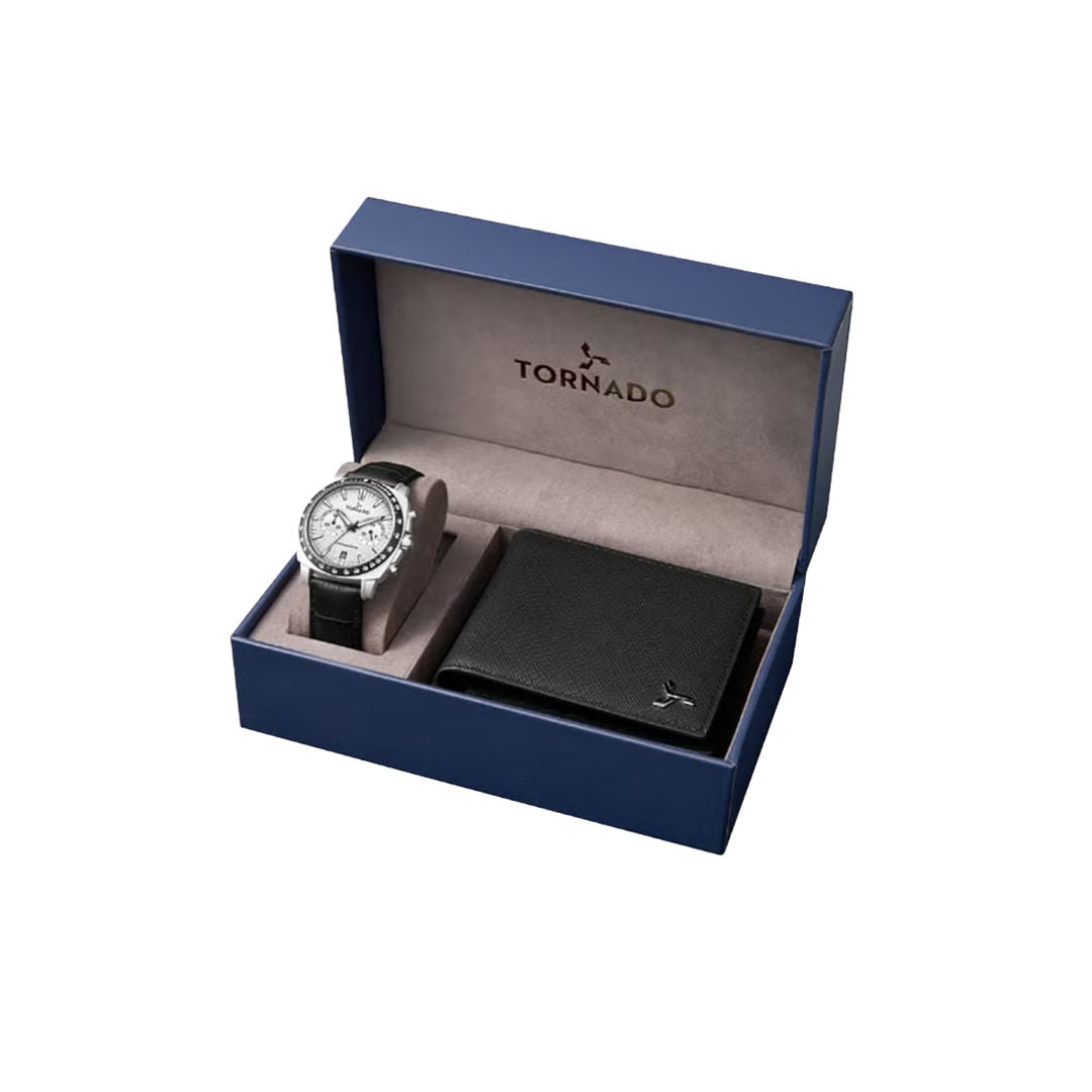 TORNADO Men's Chronograph Seiko VK64 Leather Movement Watch Set