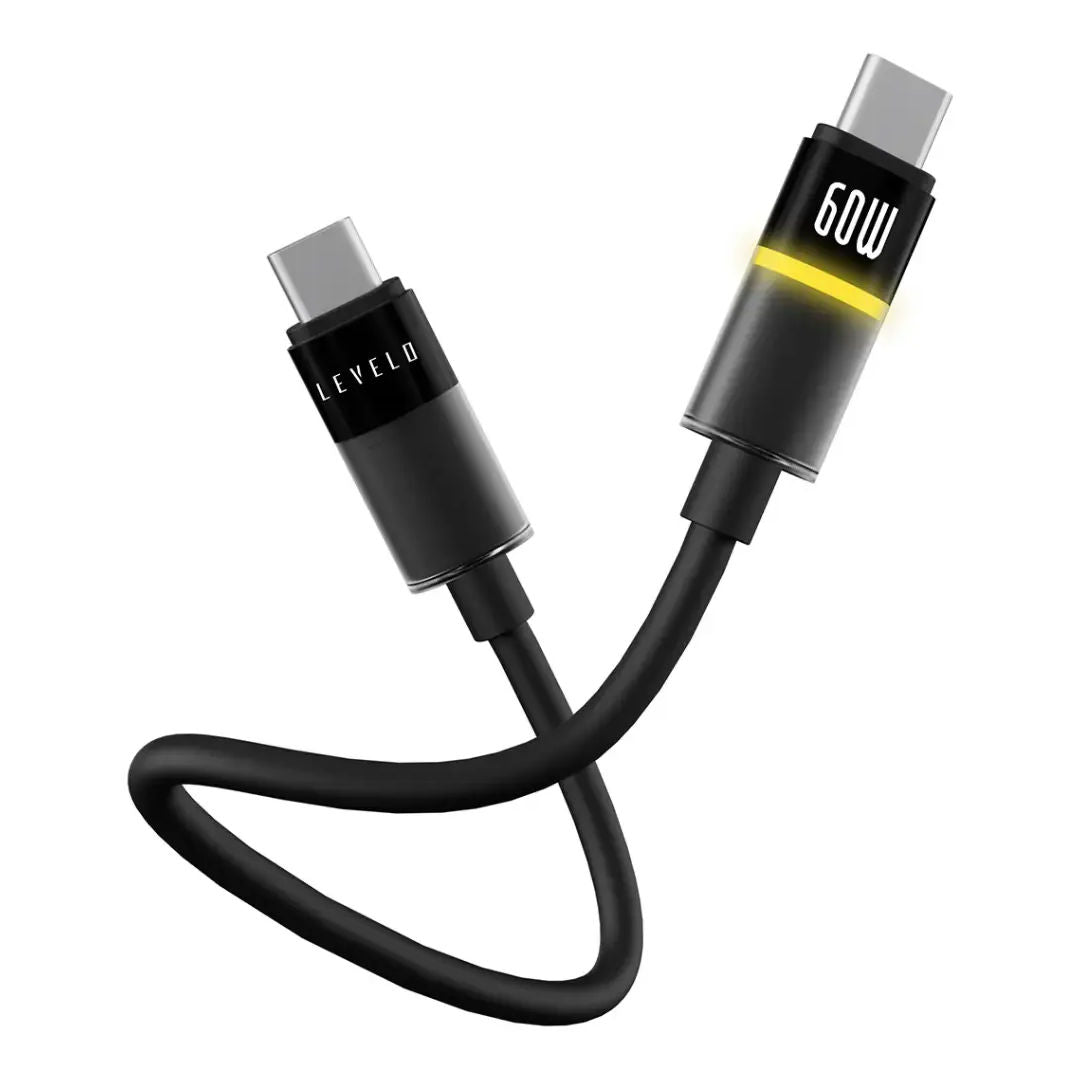 Levelo Luno Type C to Type C Cable 1m, PD 60W, Black