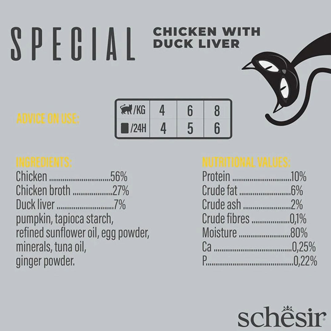 Schesir Special Mousse Exigent Chicken with Duck Liver Adult Cat Wet Food, 70gm
