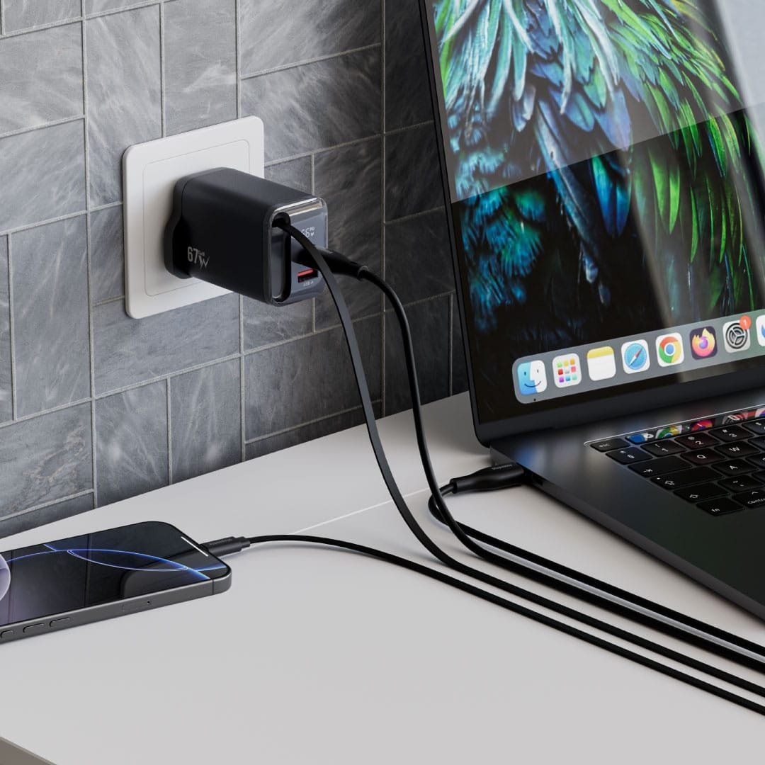 Blupebble Powercore 67W 2 Ports Pd Gan Fast Charger Pd67W With Led Indicator, Black