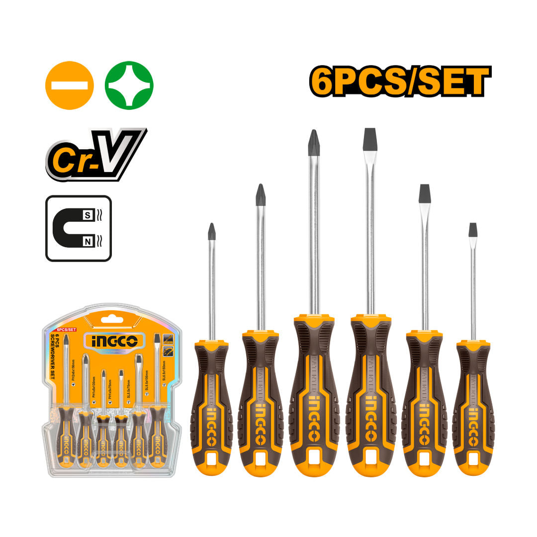 INGCO 6-Pieces Screwdriver Set, Cr-V