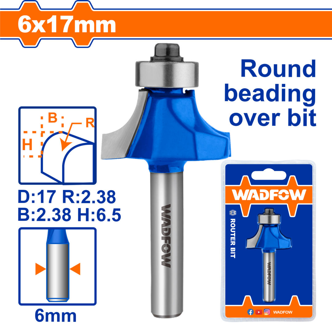 WADFOW Router Bit Cove Box, 6mm Shank, 8mm Cutting Diameter