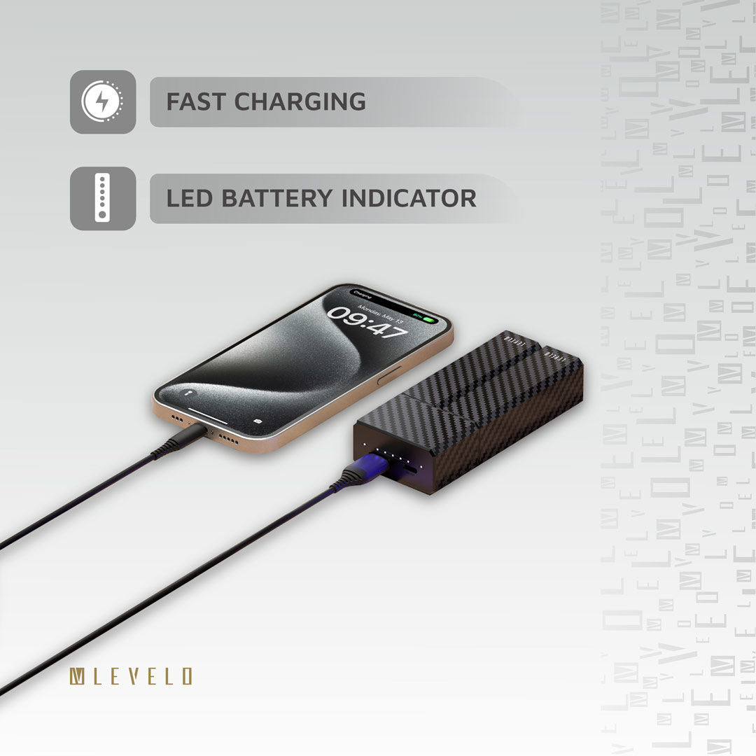 Levelo SwapCell Portable 2 in 1 14400mAh Power Bank, Carbon Black