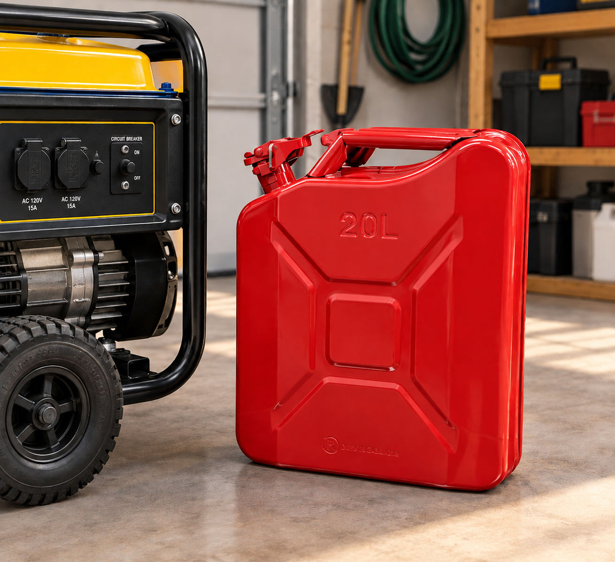 Jerry Can 20L Fuel Cannister, Portable Fuel Tank with Ergonomic Handle