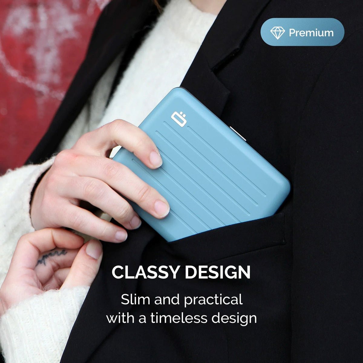 Ogon Aluminum Wallet Large Case V2, Arctic Blue
