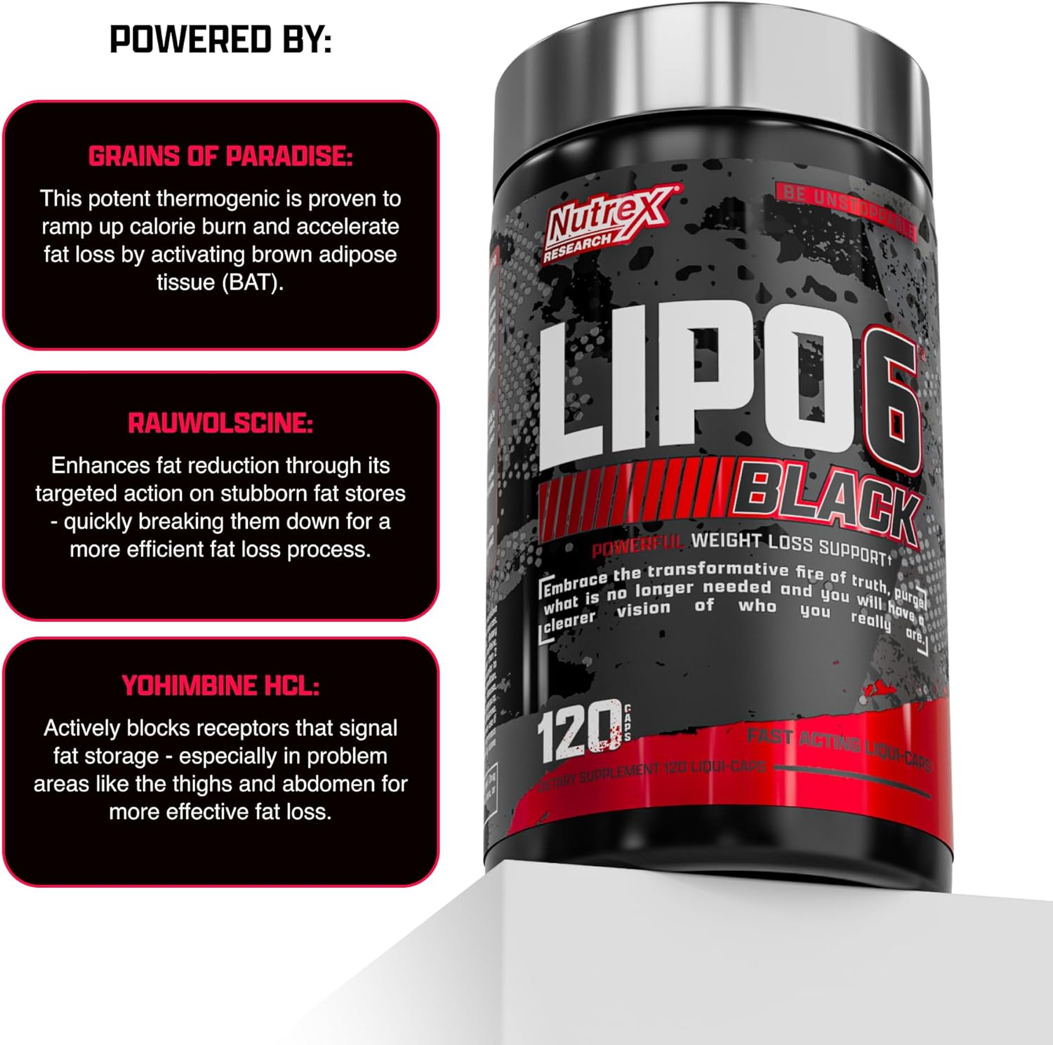 Nutrex Research Lipo-6 Black Ultra Concentrate, 120 Liquid Capsules Thermogenic Fat Burner