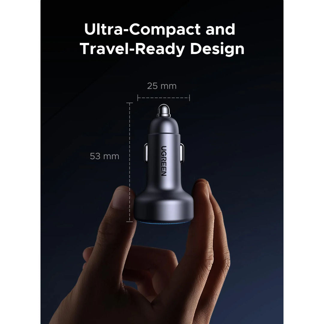 UGREEN CD130 52.5W Dual Port Car Charger with USB-C PD and USB-A QC Fast Charging