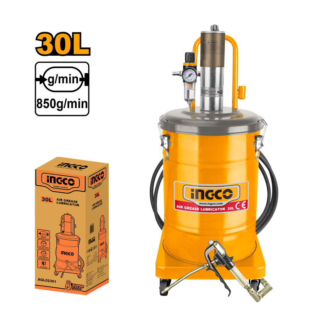 INGCO Air Grease Lubricator,  30L Capacity, 50:1 Ratio, 400 Bar Max, 5M Hose