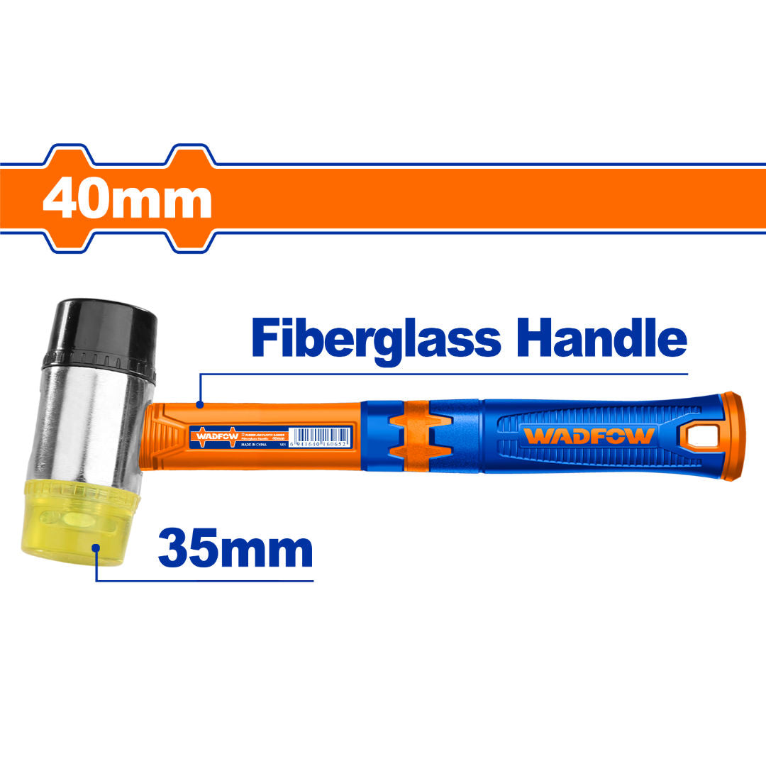 WADFOW Rubber & Plastic Hammer, 35mm, Soft Face, Fiberglass Handle