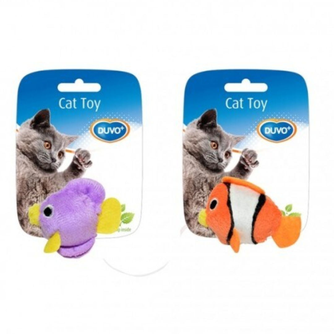 Duvo+ Assortment Fish Cat Toy, Orange/Blue, 2-Pieces, 7.5x9x3.5cm