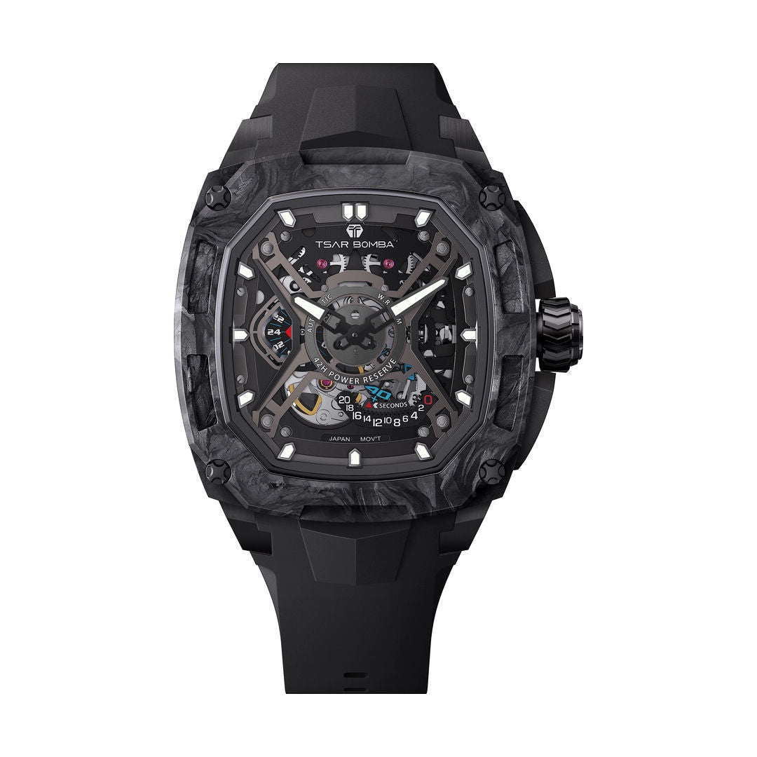 TSAR Bomba Men's Automatic Black Case Blalck FKM Rubber Watch