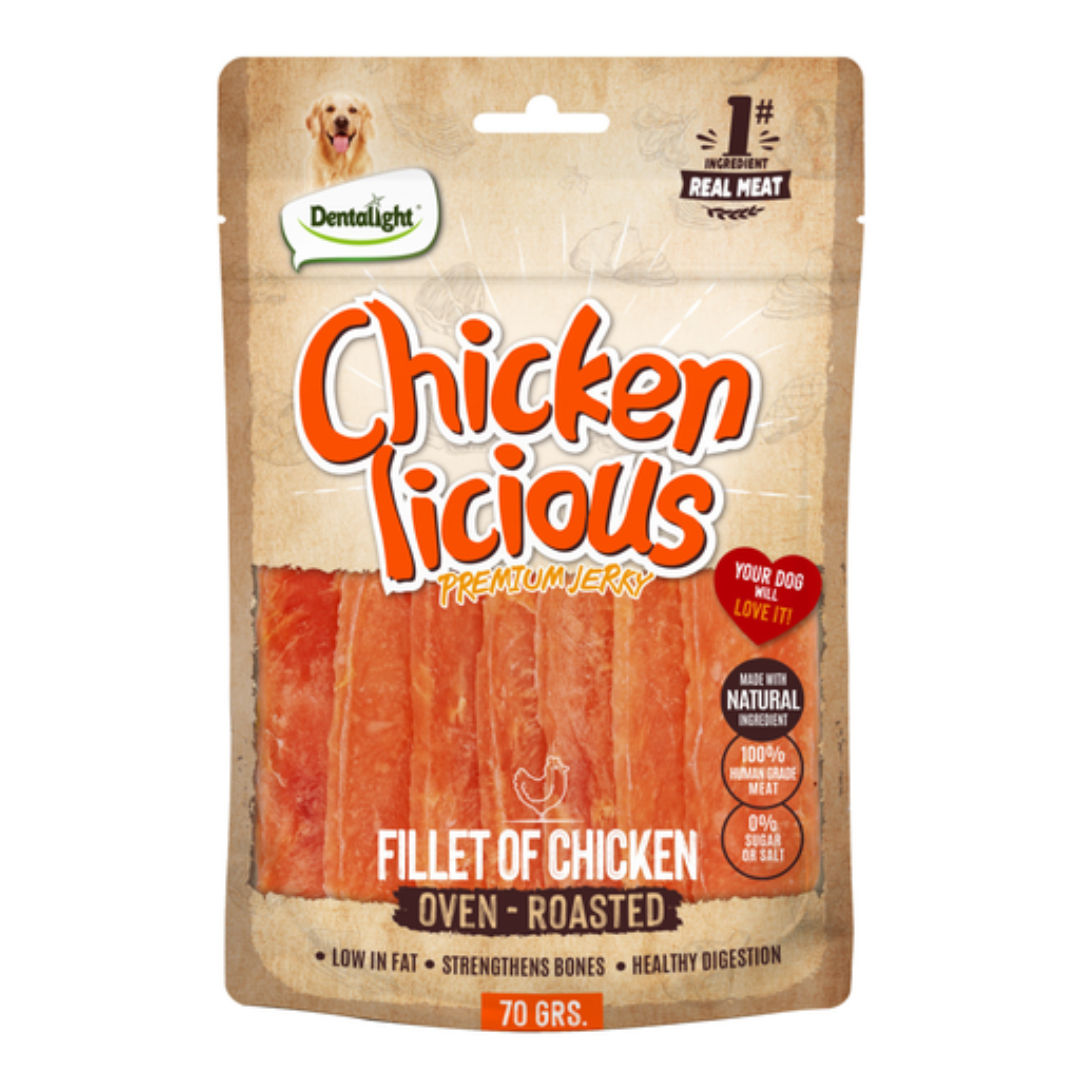 Dentalight Chicken Licious Jerky Treats For Dogs, 70gm