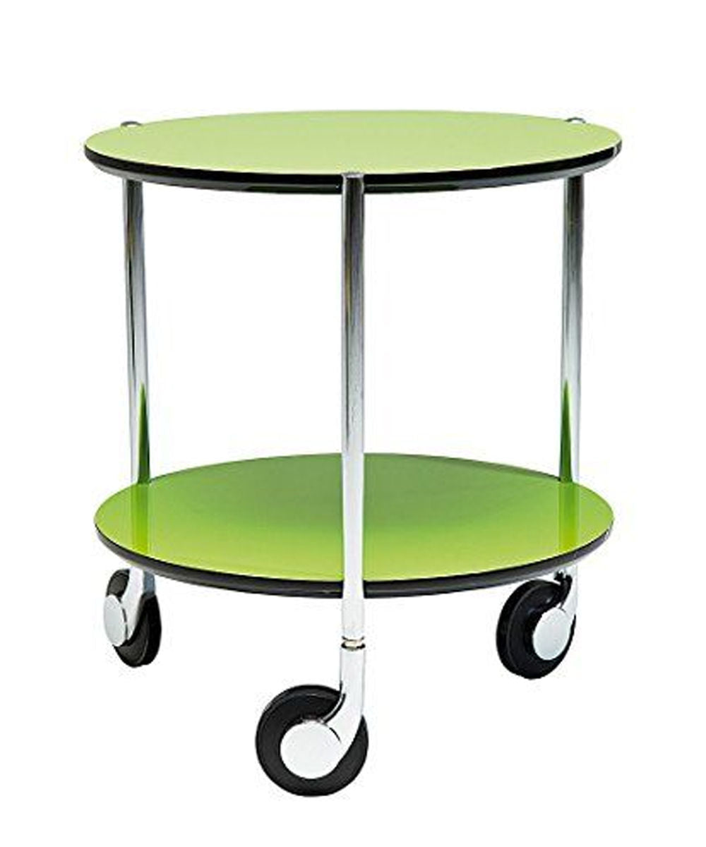 Doppio Side Table, Green With Wheels