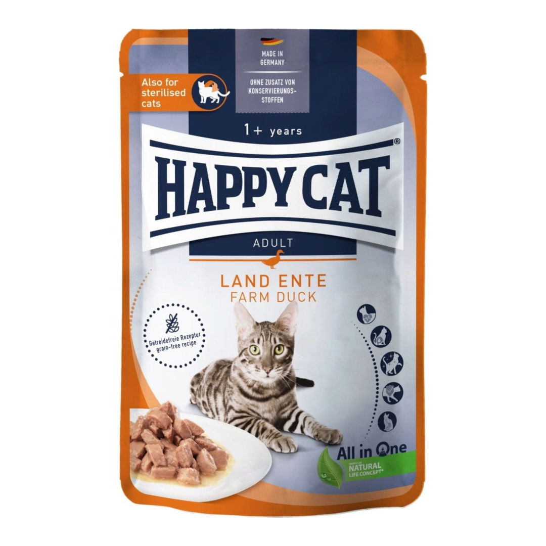 Happy Cat Meat In Sauce Duck Wet Cat Food For Neutered Cats, 1+ Year Old, 85gm