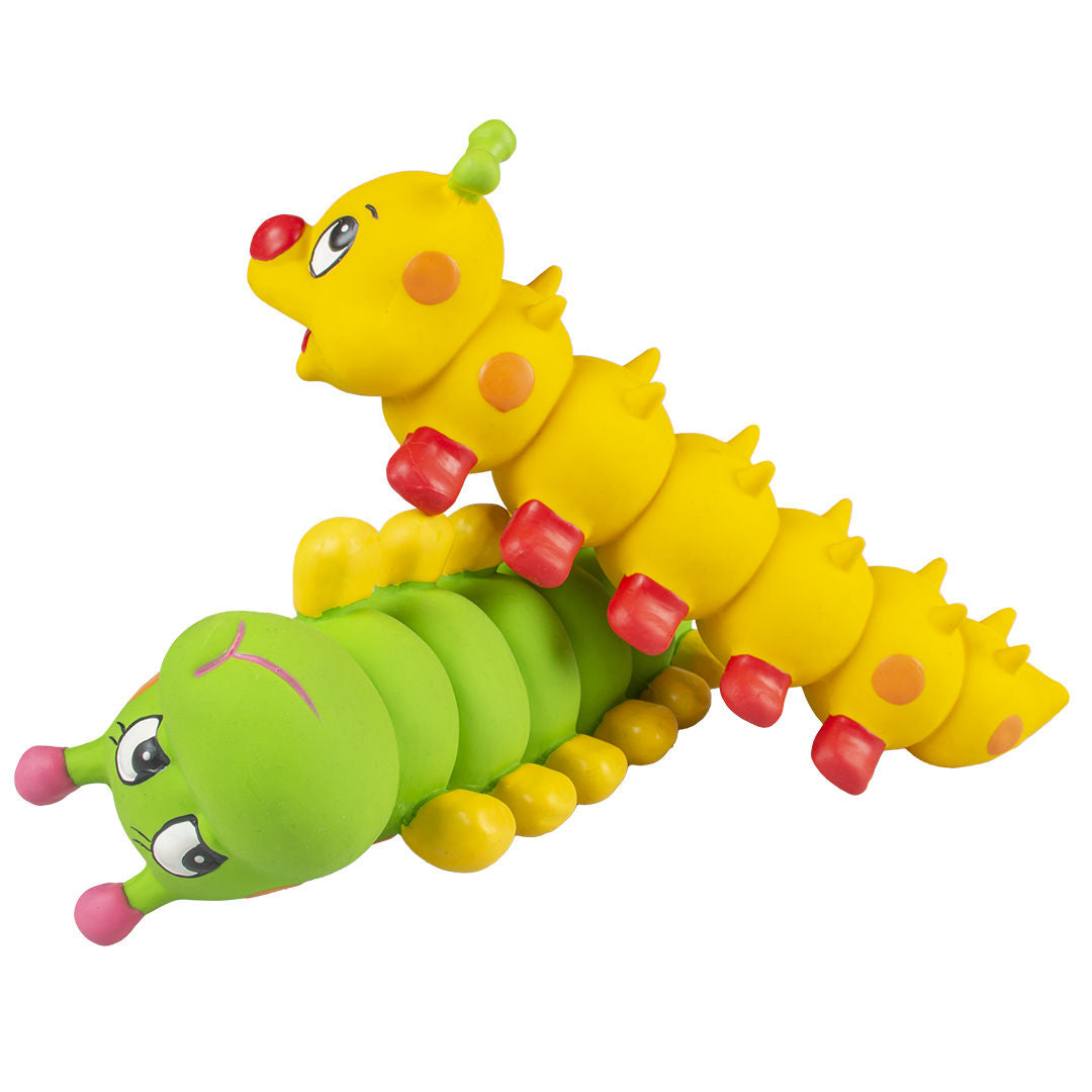 Duvo+ Latex Caterpillar Dog Toy With Squeaking Sound, 27x8.5x8cm, Green