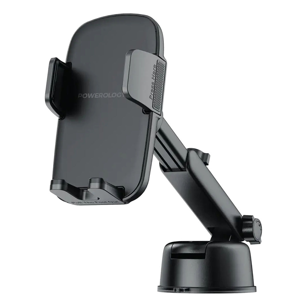 Powerology Raven Auto-Clamping Car Phone Mount, 360° Rotation, Black