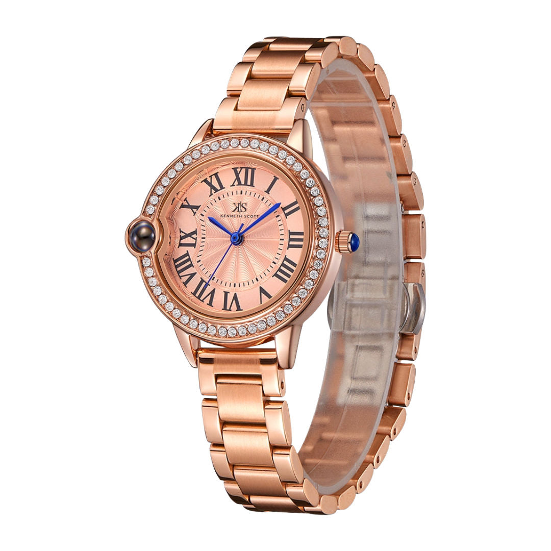 KENETH SCOTT Women's Rose Gold Dial Analog Watch, K22530-RBKK Series