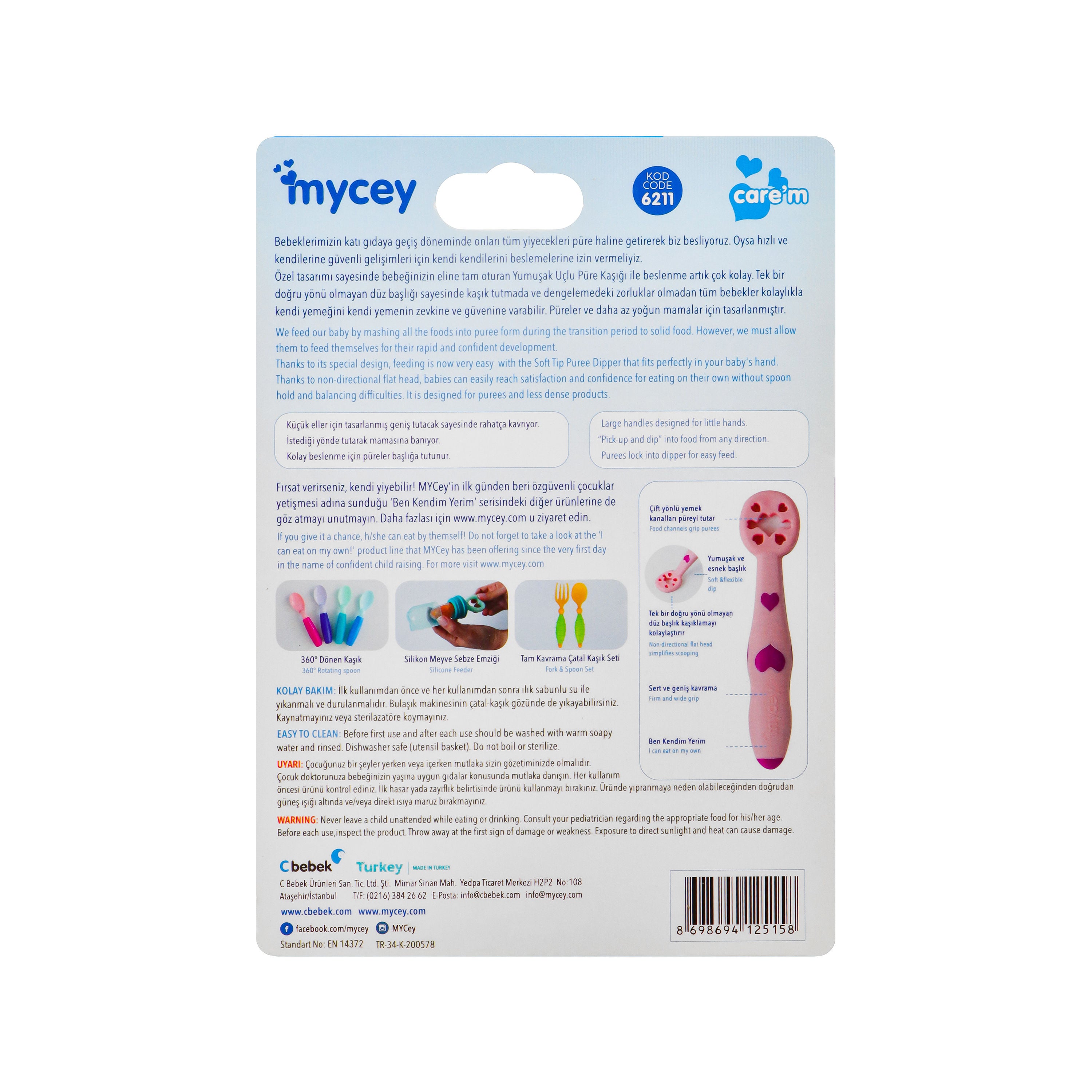 Mycey Soft Tip Puree Dipper, 2 Pcs, Blue, Tcm06211