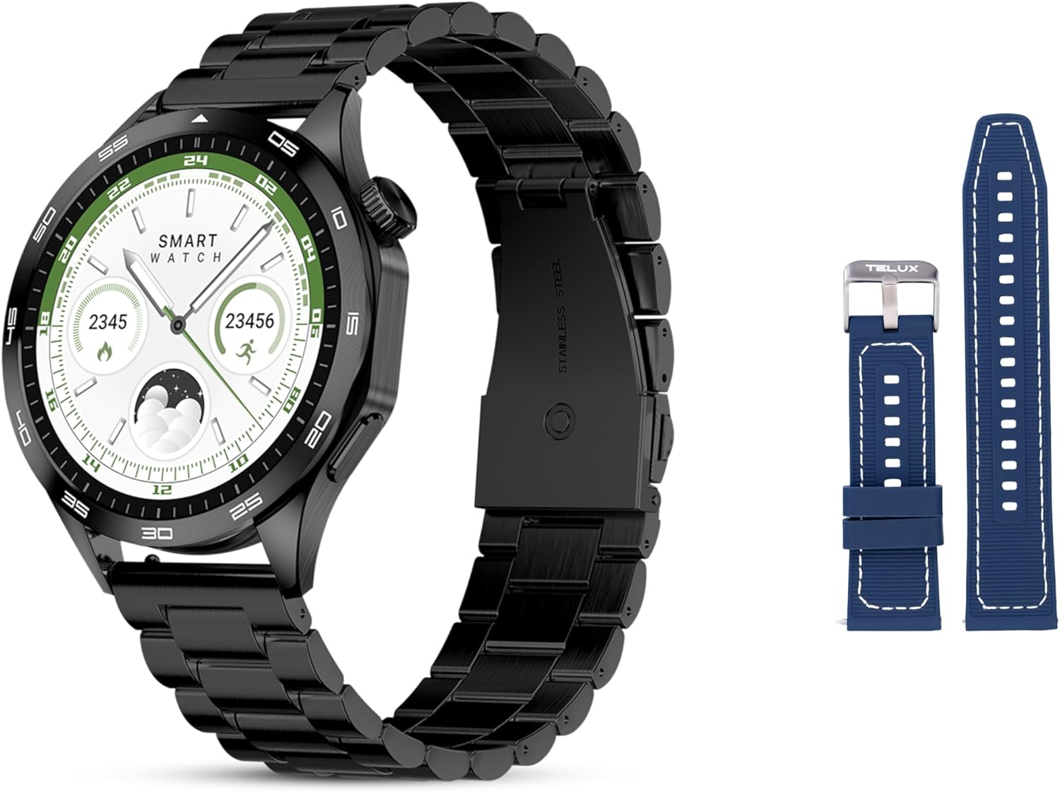 Telux Neo Smartwatch, 1.43 AMOLED, 300mAh Battery, IP68 Waterproof, Black