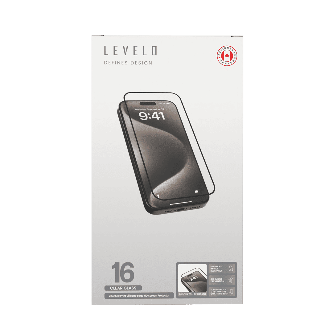 Levelo 2.5D Silk Print Silicone Edge Screen Protector For iPhone 16 Series, Air Bubble Prevention