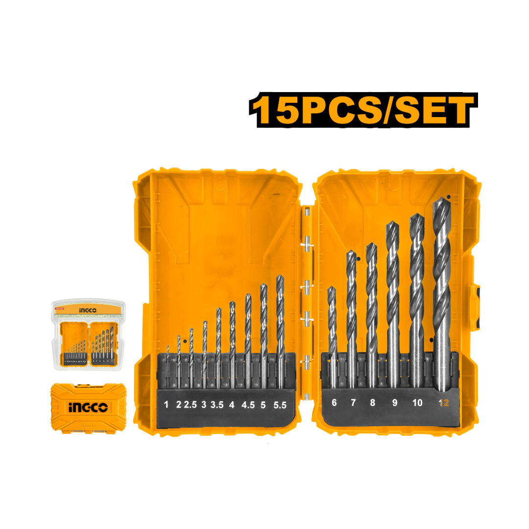INGCO 15 Pieces Hss Drill Bit Set