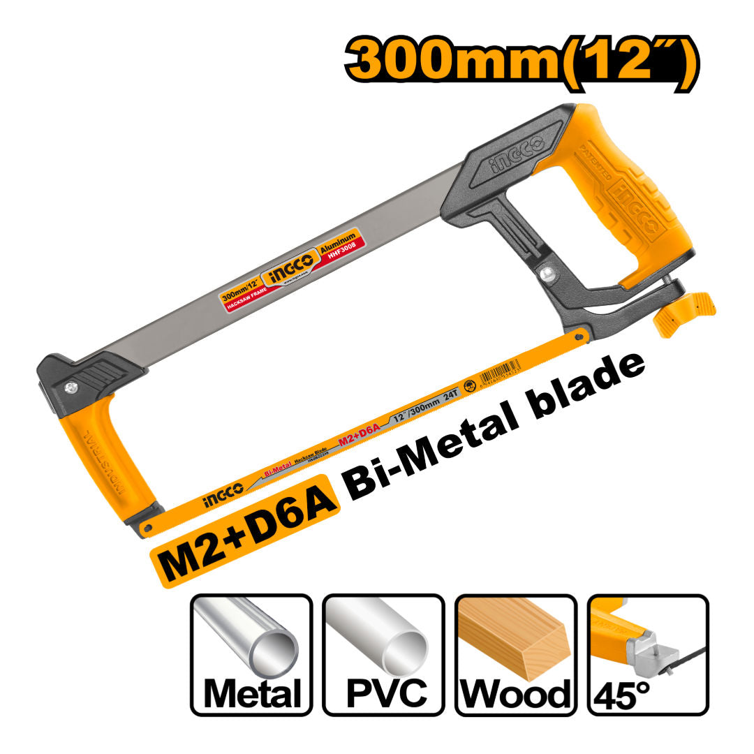 INGCO Heavy Duty Hacksaw Frame, 300 mm