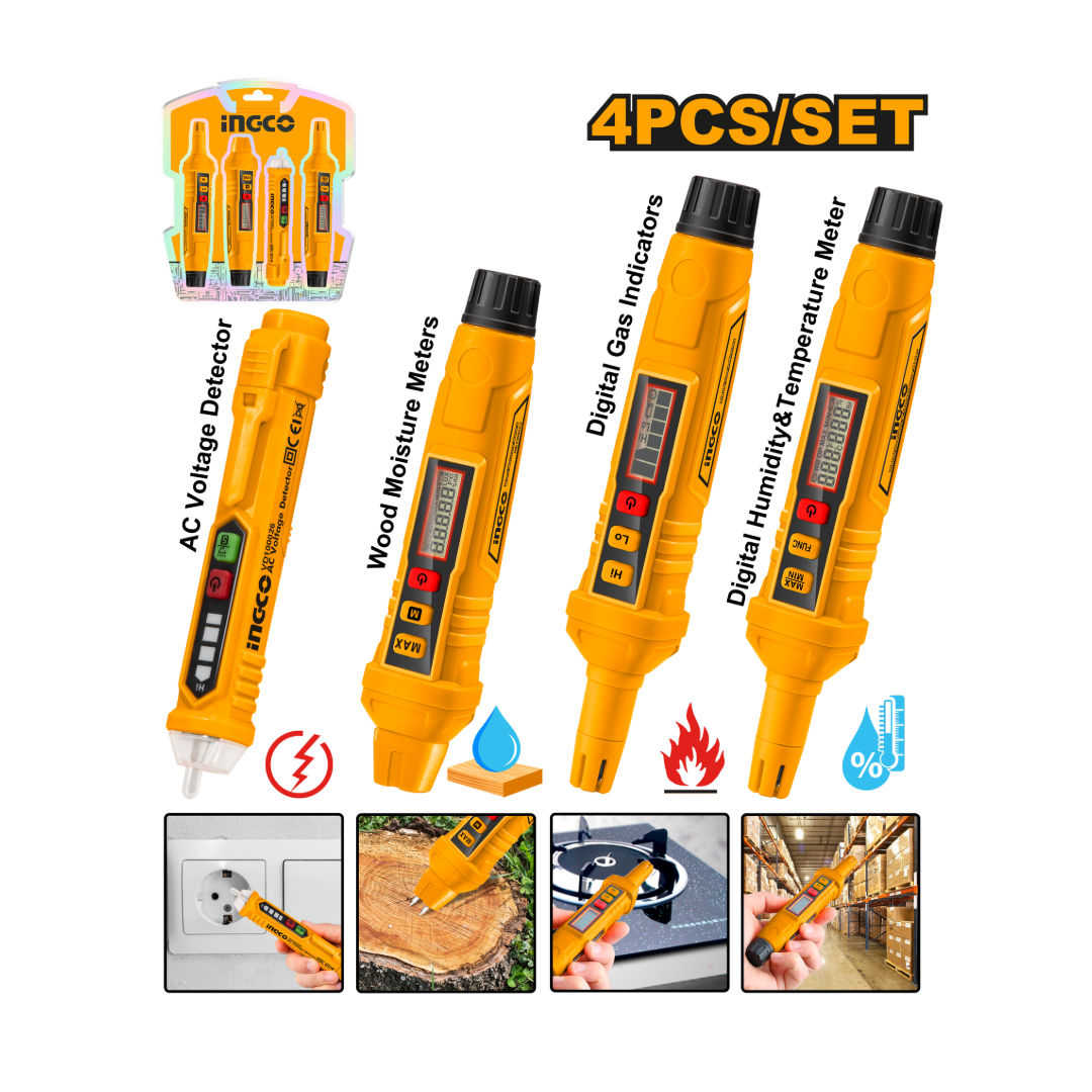 INGCO 4-in-1 Environmental Test Kit, Gas, Voltage, Humidity & Moisture Meters
