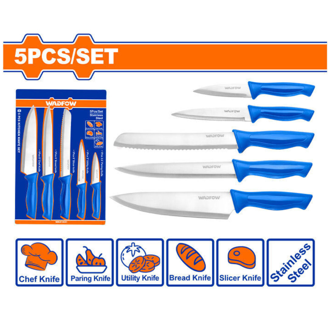 WADFOW 5 Pieces Kitchen Knife Set, Stainless Steel