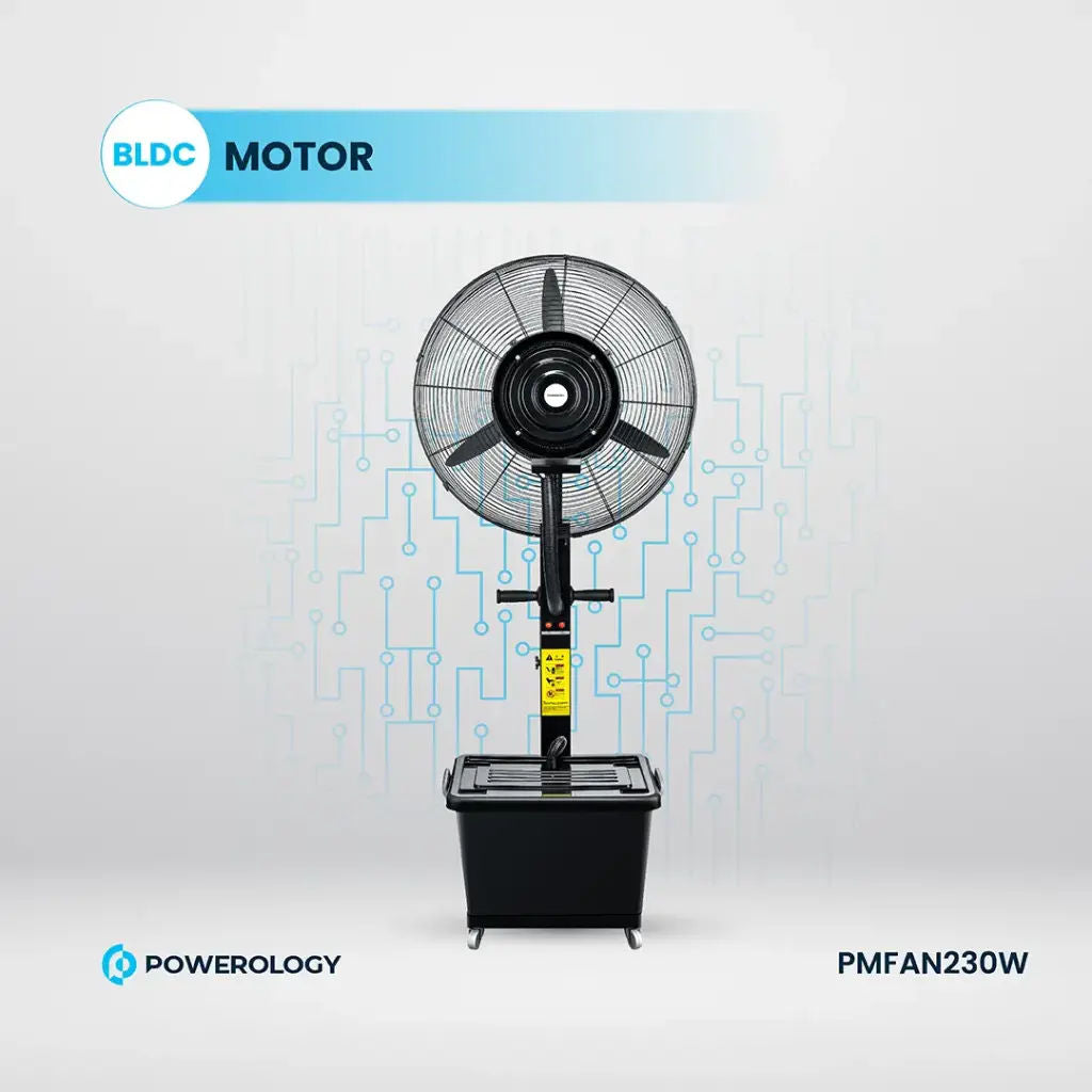 Powerology Industrial Fan Mist Spray & Humidifier, Black