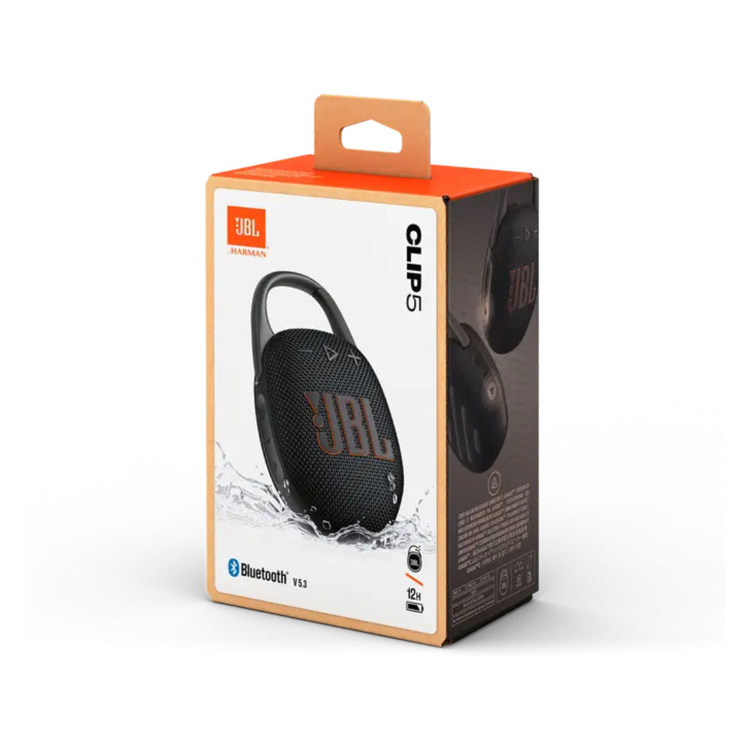 JBL Clip 5 Portable Bluetooth Speaker with Carabiner, Waterproof & Dustproof, 12H Playtime