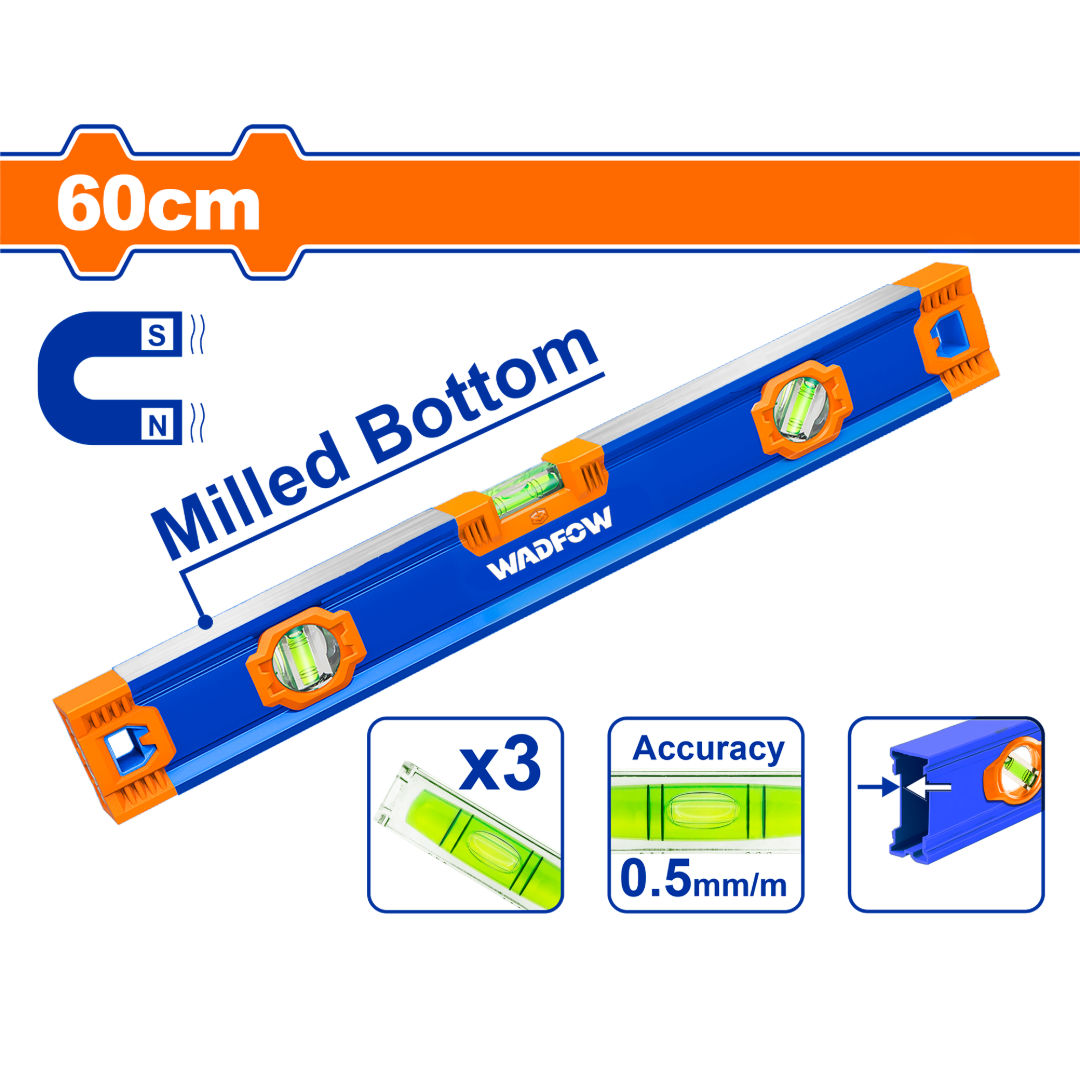 WADFOW Spirit Level with Magnets, 3 Vials